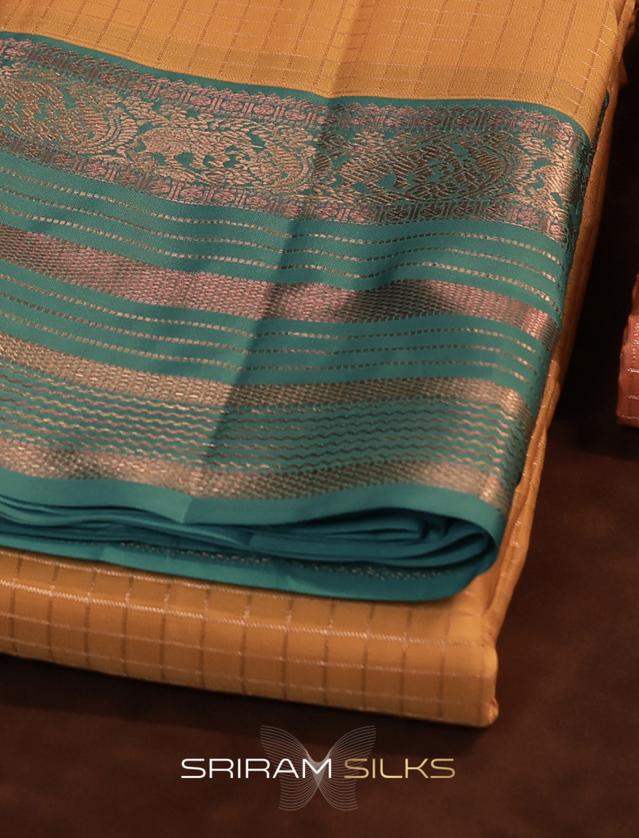 Close-up of saree weave